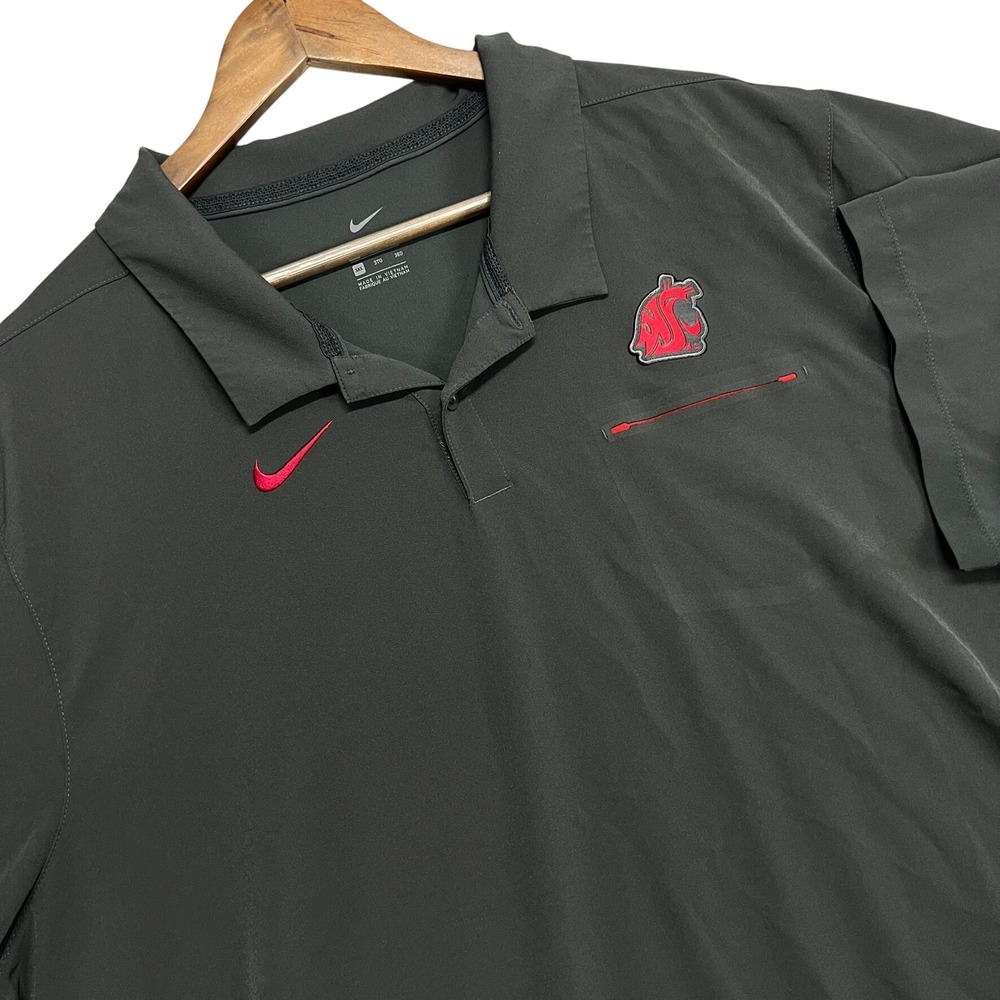 Nike WSU Washington State Cougars Dri-FIT Polo Shirt Mens 3XL Gray Short Sleeve